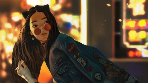 Cute Girl Smoking Cartoon Live Wallpaper - Free Live Wallpaper