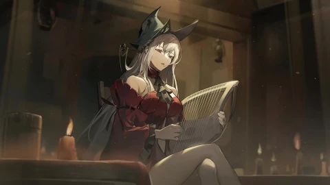 Skadi playing Harp Arknights 4K Live Wallpaper - Free Live Wallpaper