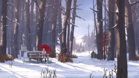 PC Animated Bus Stop Snow Live Wallpaper - Free Live Wallpaper