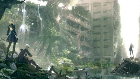 PC Animated City Ruins Nier Automata Live Wallpaper - Free Live Wallpaper