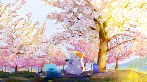 PC Animated Cute Picnic Cat Live Wallpaper - Free Live Wallpaper