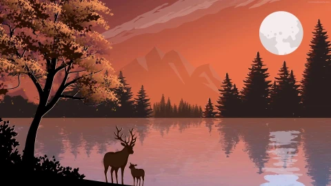 PC Animated Deer and Fawn Live Wallpaper - Free Live Wallpaper
