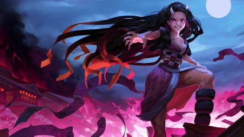 PC Animated Nezuko Angry Demon Live Wallpaper - Free Live Wallpaper