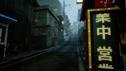 PC Animated Raining Alley Ghostwire Tokyo Live Wallpaper - Free Live Wallpaper