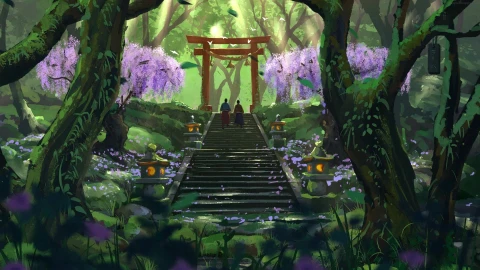 PC Animated Stairs to Torii Gate Live Wallpaper - Free Live Wallpaper