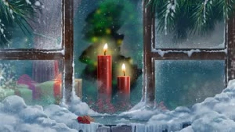 Christmas Window Snow Candles Live Wallpaper - Free Live Wallpaper