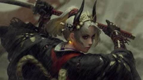 Samurai Girl Rain Live Wallpaper - Free Live Wallpaper