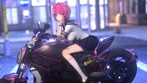PC Anime Girl Motorcycle 4K Live Wallpaper - Free Live Wallpaper