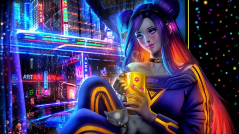Cyberpunk Girl Relaxing 4K Live Wallpaper - Free Live Wallpaper