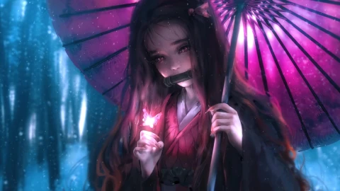 Anime Nezuko Kamado Butterfly Kimetsu No Yaiba 4K Live Wallpaper - Free Live Wallpaper