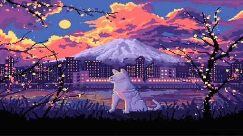 Hachiko Pixel Live Wallpaper - Free Live Wallpaper