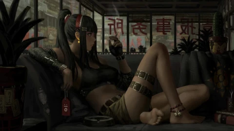 Fantasy Girl Smoking HD Live Desktop - Free Live Wallpaper