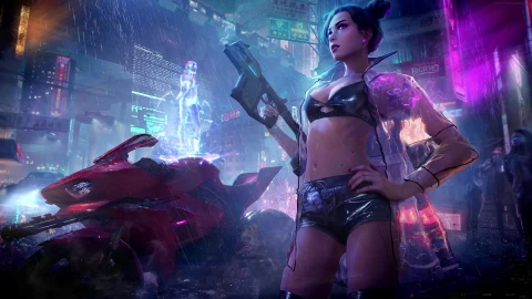 Cyberpunk Girl Biker live wallpaper for pc - Free Live Wallpaper