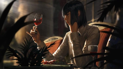 Girl With Wine GUWEIZ Live Wallpaper - Free Live Wallpaper