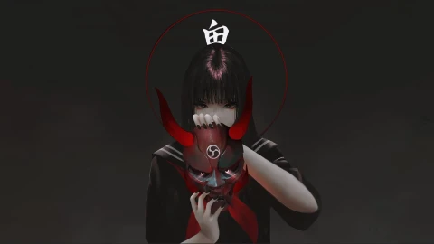 Oni Mask Art by Aoi Ogata Anime Live Wallpaper - Free Live Wallpaper