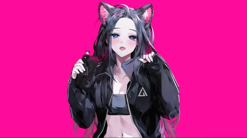 Sharp Toothed Neko Girl Anime Live Wallpaper - Free Live Wallpaper
