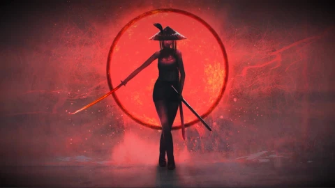Samurai Girl Red Circle Live Wallpaper For Pc - Free Live Wallpaper