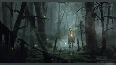 Eerie treeperson Lake  Fantasy World Wallpaper Engine - Free Live Wallpaper