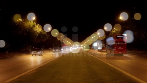Traffic in the city at night  FOOTAGE HD 1920x1080 - Free Live Wallpaper