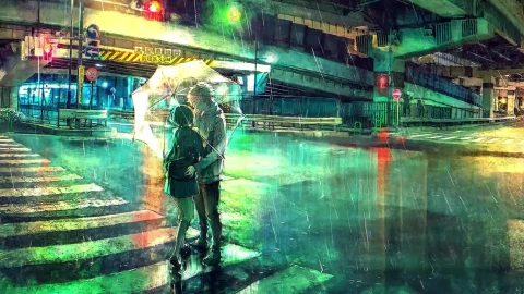 Night in the Rain City Wallpaper Engine - Free Live Wallpaper