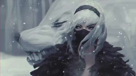 Girl Snow field with Wolf  Live Wallpaper - Free Live Wallpaper