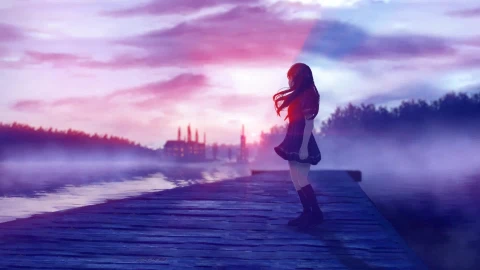 Anime Girl  Rain and Lake  Live Wallpaper - Free Live Wallpaper