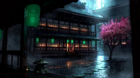 Wallpaper Engine Anime Backyard Rain Update CG - Free Live Wallpaper
