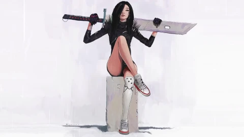 Girl With Great Sword Live Wallpaper Rain edition - Free Live Wallpaper
