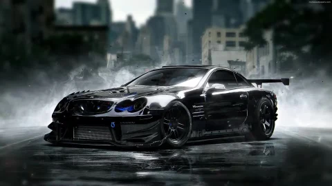 Fondo de Pantalla Animado Coche de Carreras Negro de Coches⭐️ en Movimiento - Free Live Wallpaper