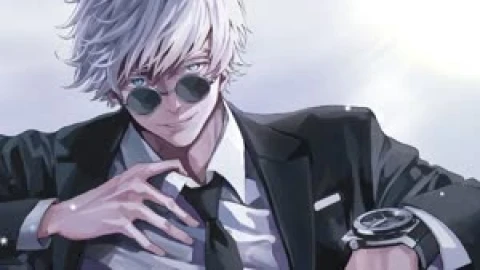 Fondo de Pantalla Animado de Satoru Gojo en Traje de Jujutsu Kaisen 👔 en Movimiento - Free Live Wallpaper
