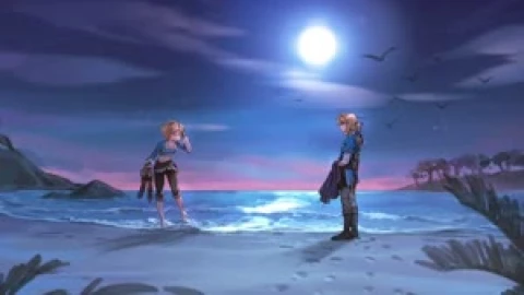 Fondo de Pantalla Animado Link y Zelda en la Orilla de Zelda🏖️ en Movimiento - Free Live Wallpaper