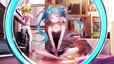 Fondo de Pantalla Animado Coletas de Hatsune Miku ⭐️ en Movimiento - Free Live Wallpaper