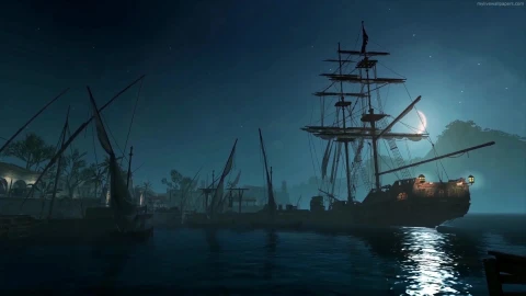 PC Pirate Ship Night Live Wallpaper - Free Live Wallpaper