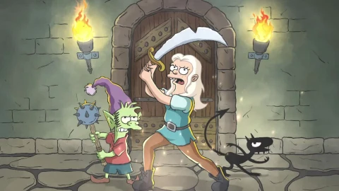 Fondo de Pantalla Animado Bean Elfo y Luci Armados de Disenchantment ⚔️ en Movimiento - Free Live Wallpaper