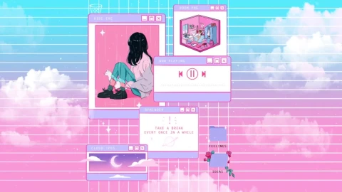 Fondo de Pantalla Animado Ventanas Rosa y Azul de Aesthetic ☁ en Movimiento - Free Live Wallpaper