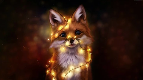 Cool Cute fox in Garland HD - Free Live Wallpaper