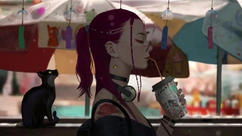 Cool Girl Drink Tea Live Wallpaper HD - Free Live Wallpaper