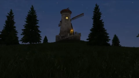 Heaven Windmill Night time 1080p - Free Live Wallpaper