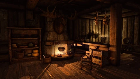 Cozy Cabin Fire Skyrim SE Live Wallpaper HD - Free Live Wallpaper
