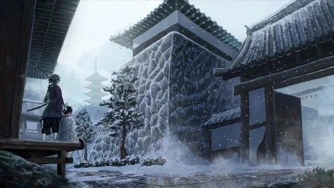 Live Wallpaper HD Demon Slayer in the snow - Free Live Wallpaper