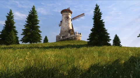 Heaven Windmill Daytime 1080p - Free Live Wallpaper