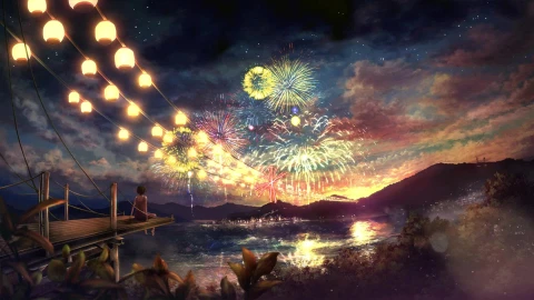 Live Wallpaper HD Fireworks Landscape - Free Live Wallpaper