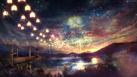 PC Night Fireworks Live Wallpaper - Free Live Wallpaper
