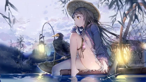 PC Night Fishing Girl Live Wallpaper - Free Live Wallpaper