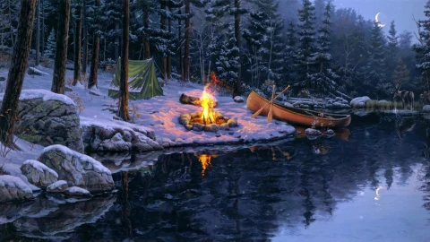 PC Winter Camping Live Wallpaper Free - Free Live Wallpaper