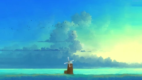 PC Windmill Blue Skies Live Wallpaper Free - Free Live Wallpaper