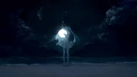 PC Hatsune Miku Night Beach Live Wallpaper Free - Free Live Wallpaper