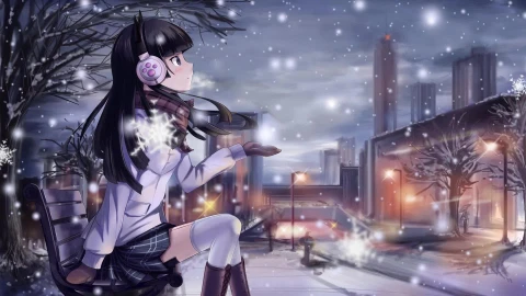 PC Anime Girl Snow Flakes Live Wallpaper Free - Free Live Wallpaper