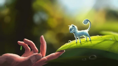 PC Tiny Cat on Leaf Live Wallpaper Free - Free Live Wallpaper