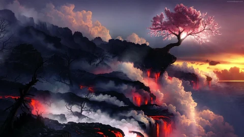 PC Sakura and Smoke Live Wallpaper Free - Free Live Wallpaper